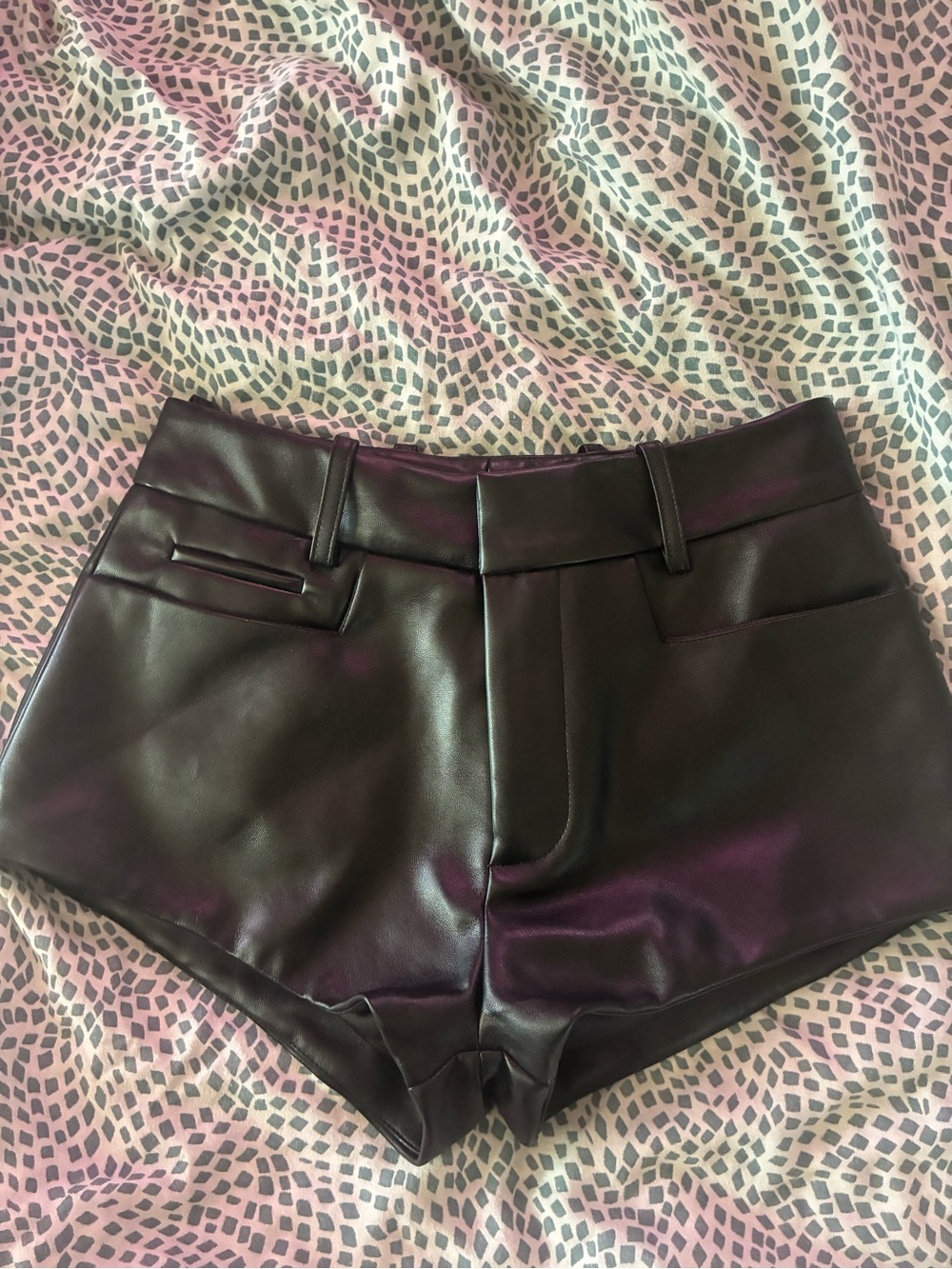 Black Faux Leather Women’s High-Waist Shorts